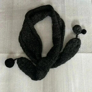 ❤️2/$30❤️Lululemon Hand Knitted Black Scarf Metallic Strings Mixed and Pom